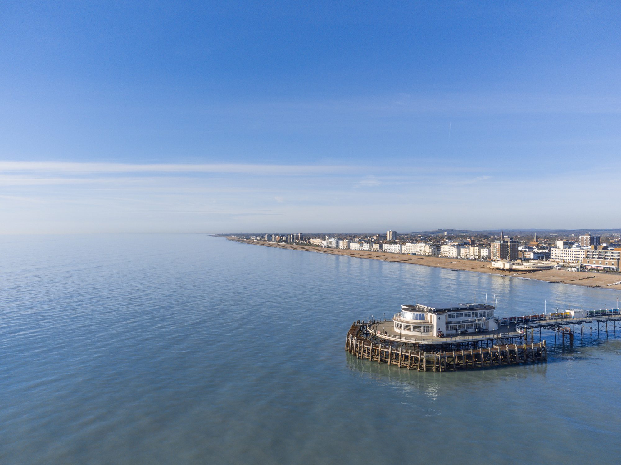 Worthing Pier and the seafront from the air